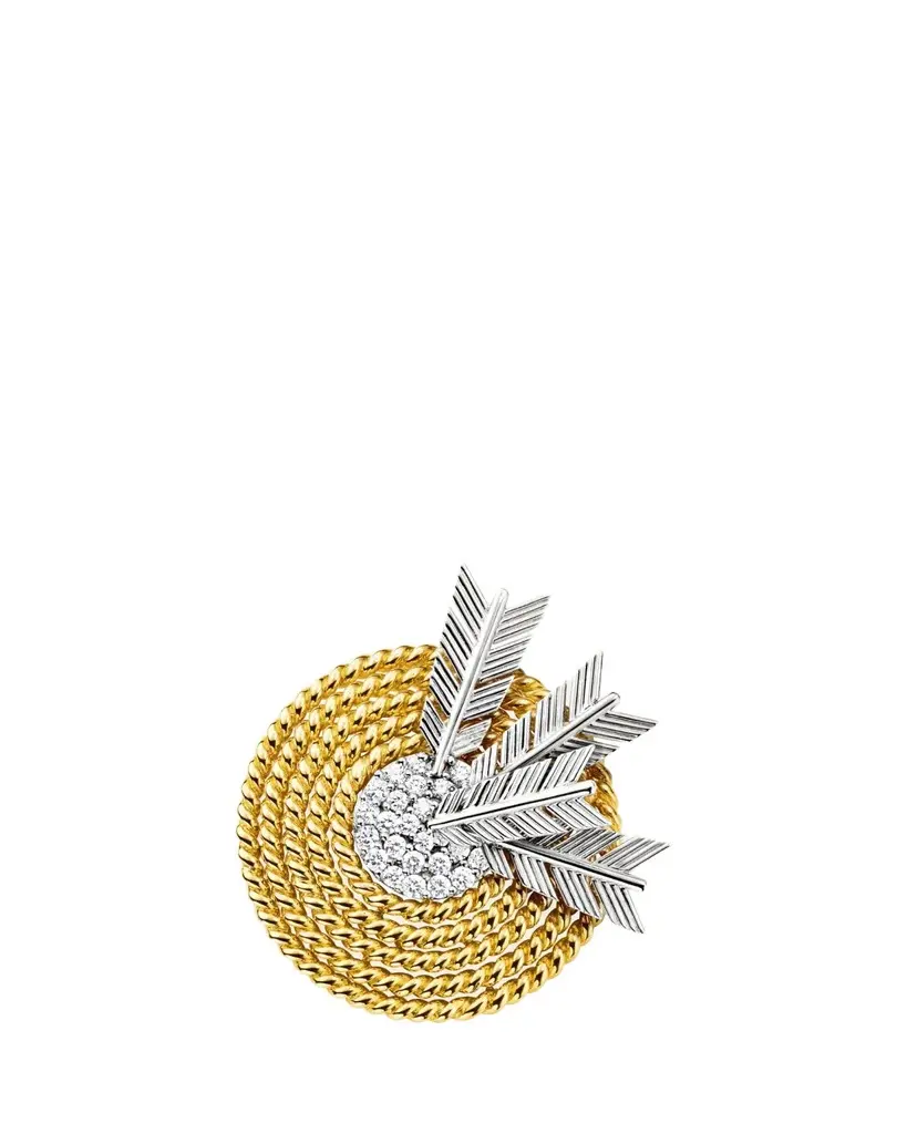 VERDURA 18K Gold and Platinum Diamond Target Brooch