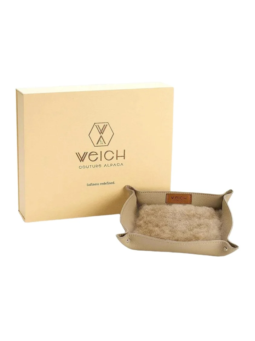 Weich Couture Alpaca Todo Leather & Alpaca Fur Square Catchall Tray