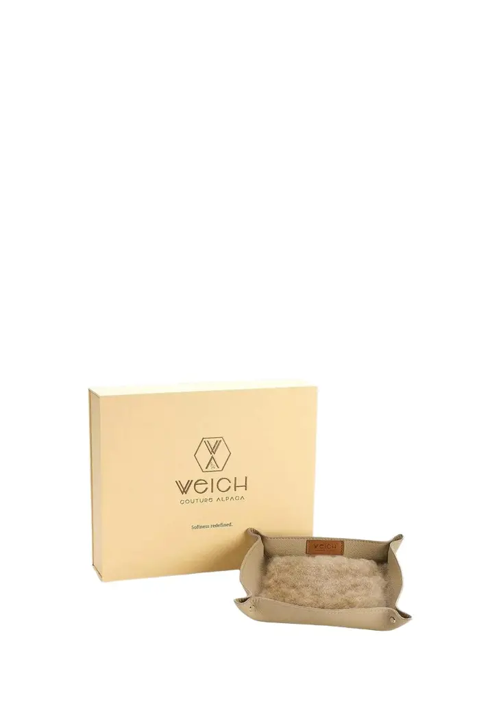 Weich Couture Alpaca Todo Leather & Alpaca Fur Square Catchall Tray