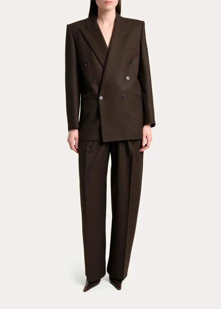 Saint Laurent Brushed Wool-Blend Double-Breasted Blazer Jacket | Thumbnail 2 Saint Laurent Brushed Wool-Blend Double-Breasted Blazer Jacket | Thumbnail 2