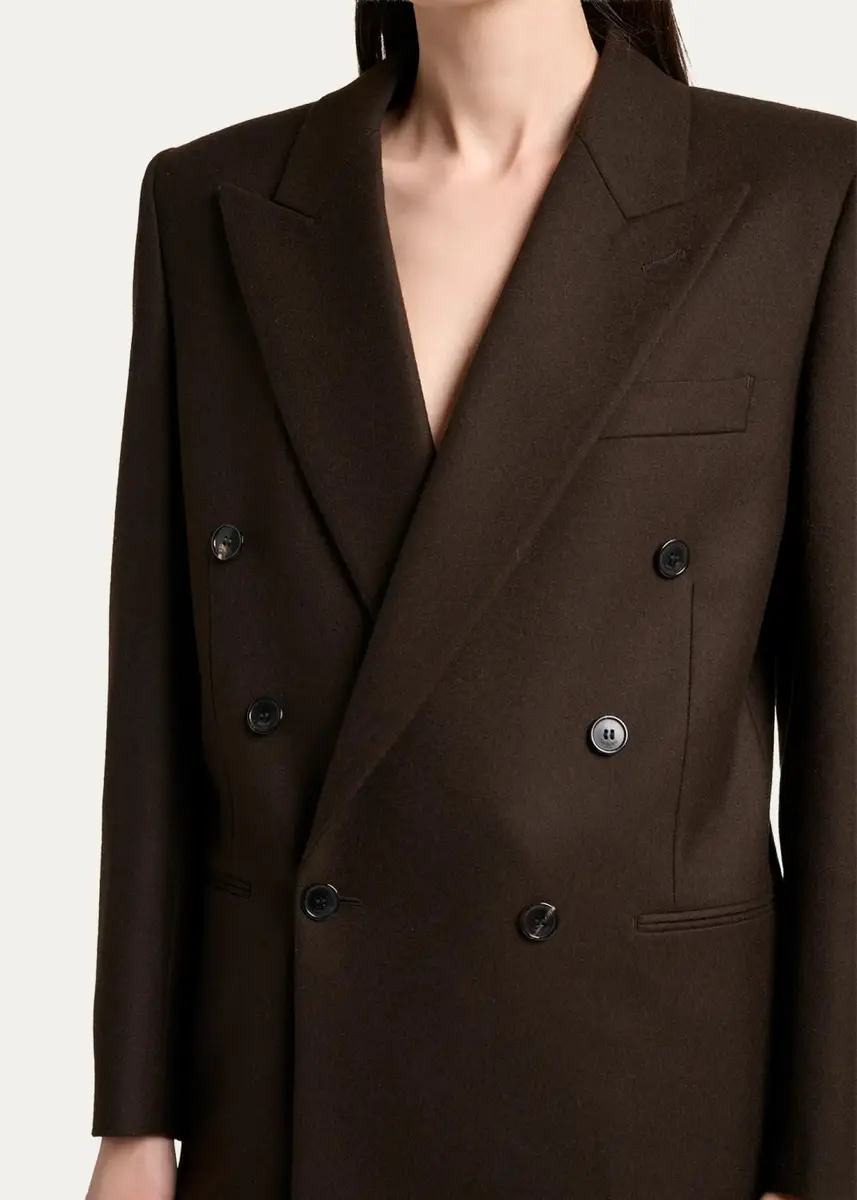 Saint Laurent Brushed Wool-Blend Double-Breasted Blazer Jacket | Thumbnail 5 Saint Laurent Brushed Wool-Blend Double-Breasted Blazer Jacket | Thumbnail 5