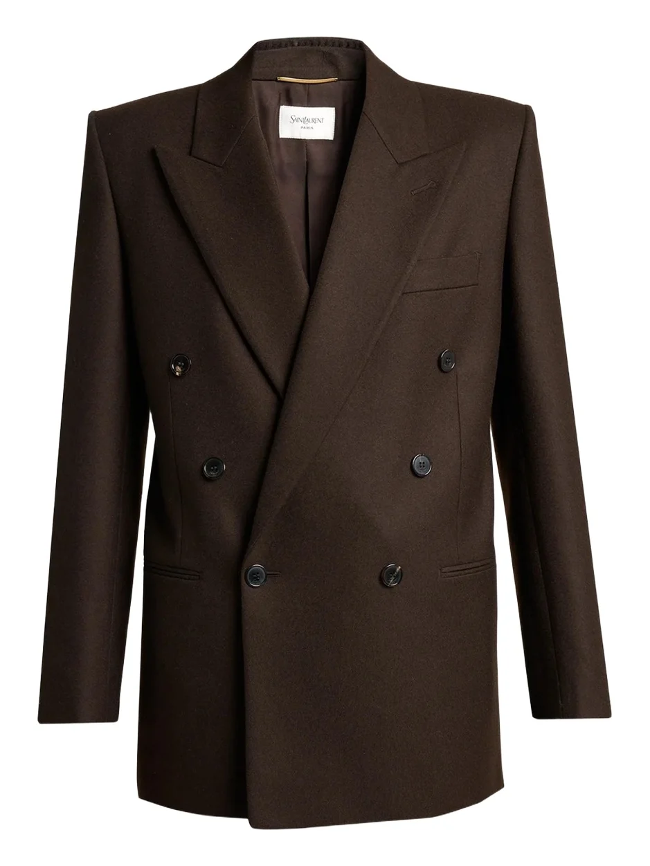 Brushed Wool-Blend Double-Breasted Blazer Jacket Brushed Wool-Blend Double-Breasted Blazer Jacket