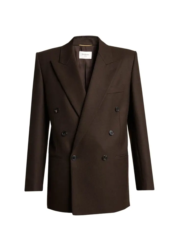 Brushed Wool-Blend Double-Breasted Blazer Jacket Brushed Wool-Blend Double-Breasted Blazer Jacket