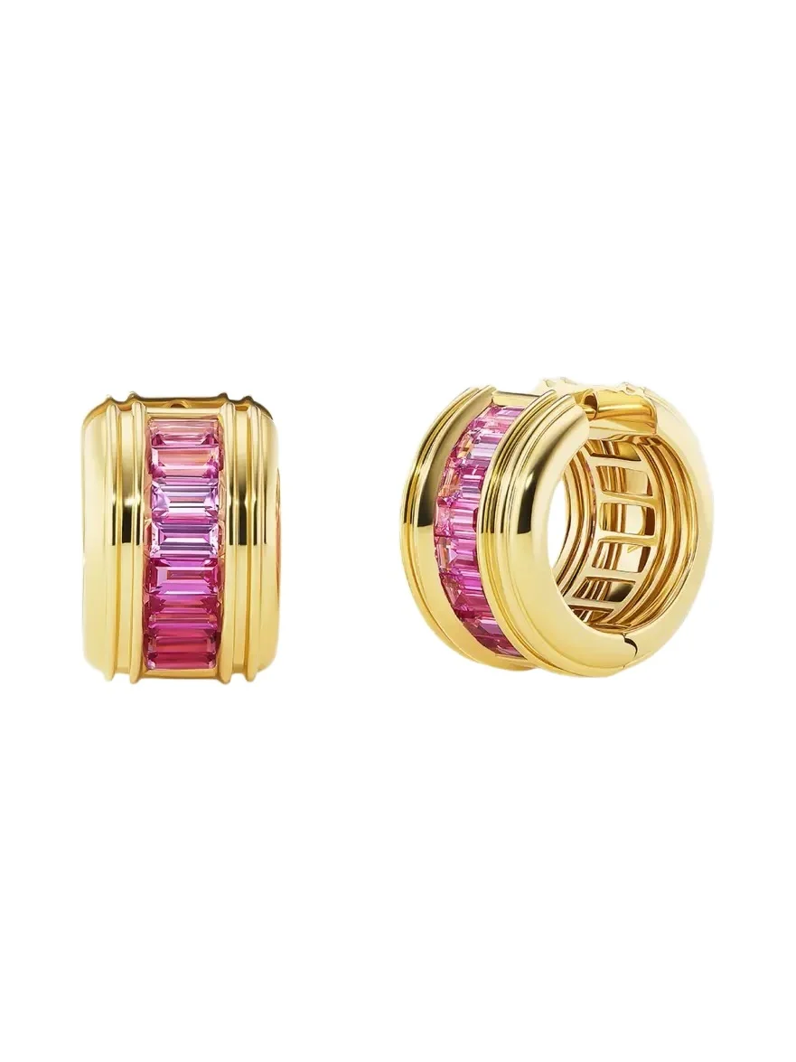 Missy 18K Yellow Gold & Sapphire Huggie Earrings
