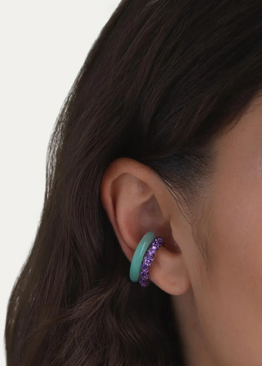 Emily P. Wheeler 18K Yellow Gold, Sapphire, & Chrysoprase Double-Layered Ear Cuff | Thumbnail 2 Emily P. Wheeler 18K Yellow Gold, Sapphire, & Chrysoprase Double-Layered Ear Cuff | Thumbnail 2