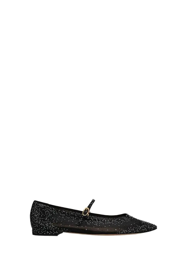 Gianvito Rossi Strass Organza Mary Jane Ballerina Flats