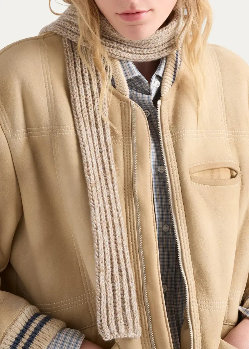 Prada Rib Knit Wool-Cashmere Scarf | Thumbnail 2 Prada Rib Knit Wool-Cashmere Scarf | Thumbnail 2