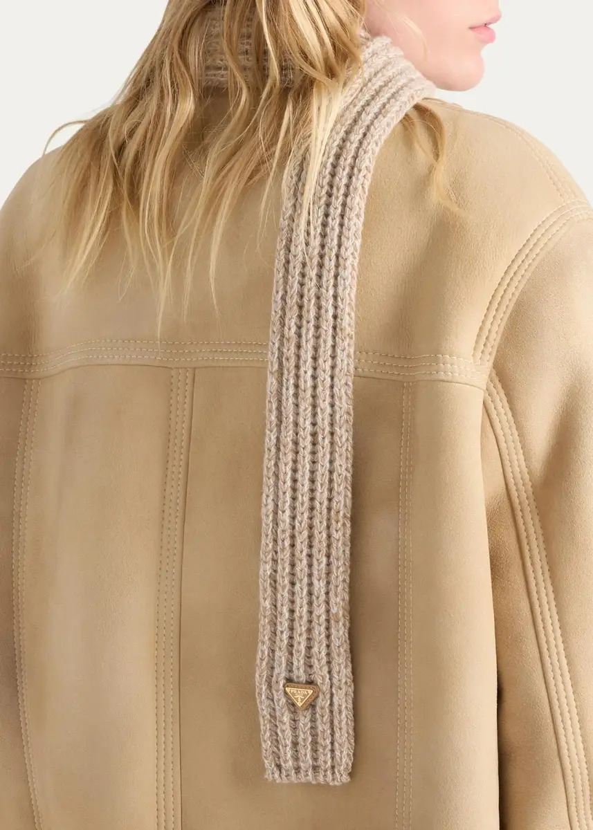 Prada Rib Knit Wool-Cashmere Scarf | Thumbnail 3 Prada Rib Knit Wool-Cashmere Scarf | Thumbnail 3