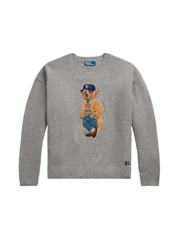Men's Wool-Blend Polo Bear Sweater