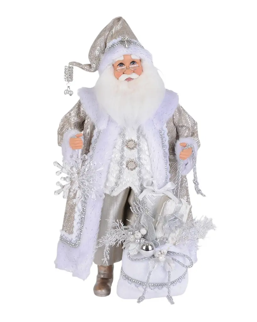Karen Didion Lighted White Christmas Santa Figure