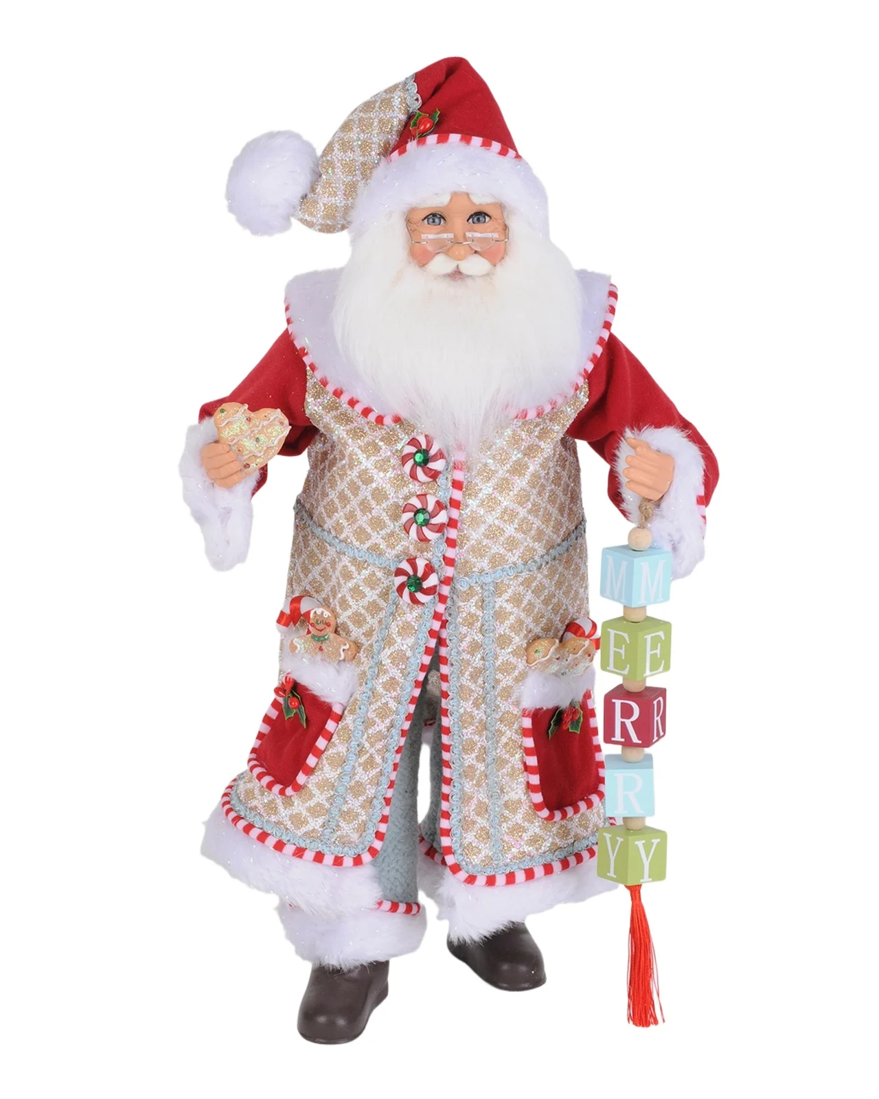 Karen Didion Merry Gingerbread Santa Figure