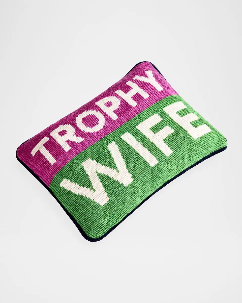 Jonathan Adler Personality Trophy Wife Needlepoint Pillow, 9" x 12" | Thumbnail 2 Jonathan Adler Personality Trophy Wife Needlepoint Pillow, 9" x 12" | Thumbnail 2