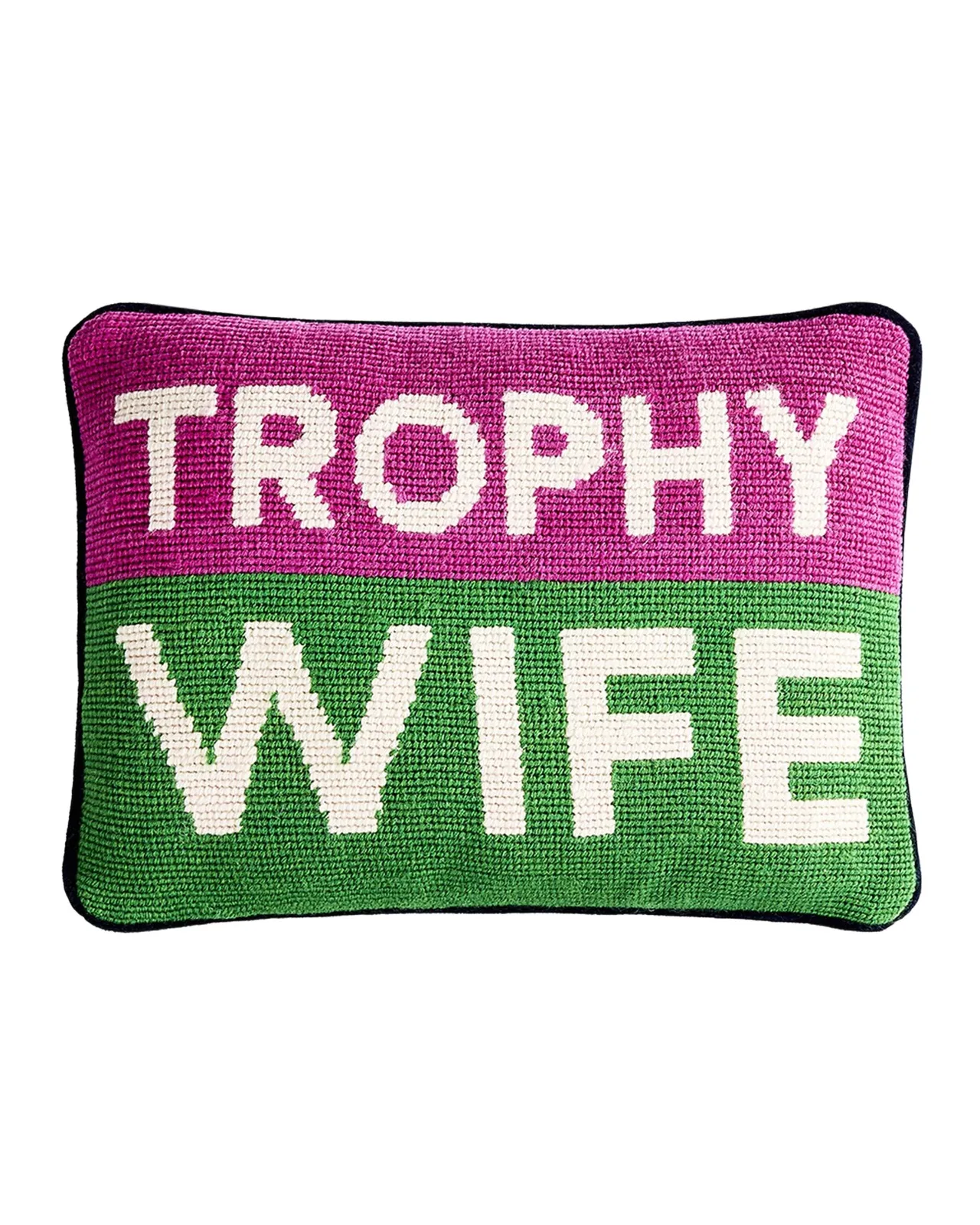 Jonathan Adler Personality Trophy Wife Needlepoint Pillow, 9" x 12"