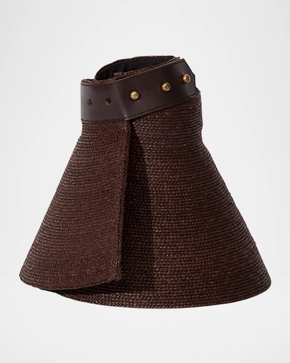 JANESSA LEONE Birdie Wide-Brimmed Raffia Visor | Thumbnail 3