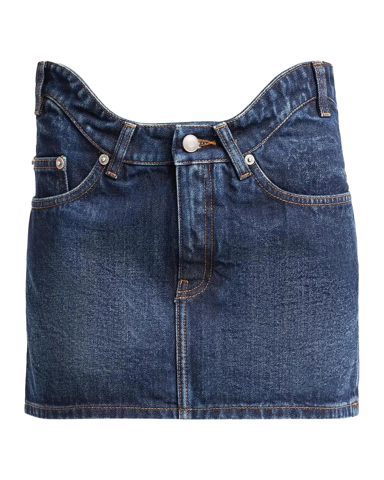 The Curved Denim Mini Skirt