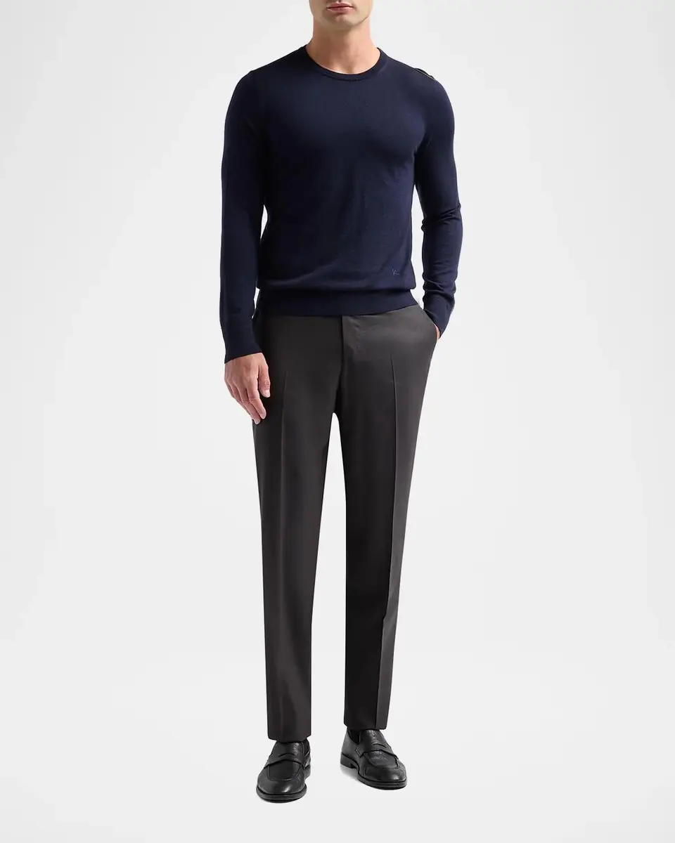 Isaia Men's Filo Corallo Wool Knit Crewneck Sweater | Thumbnail 2