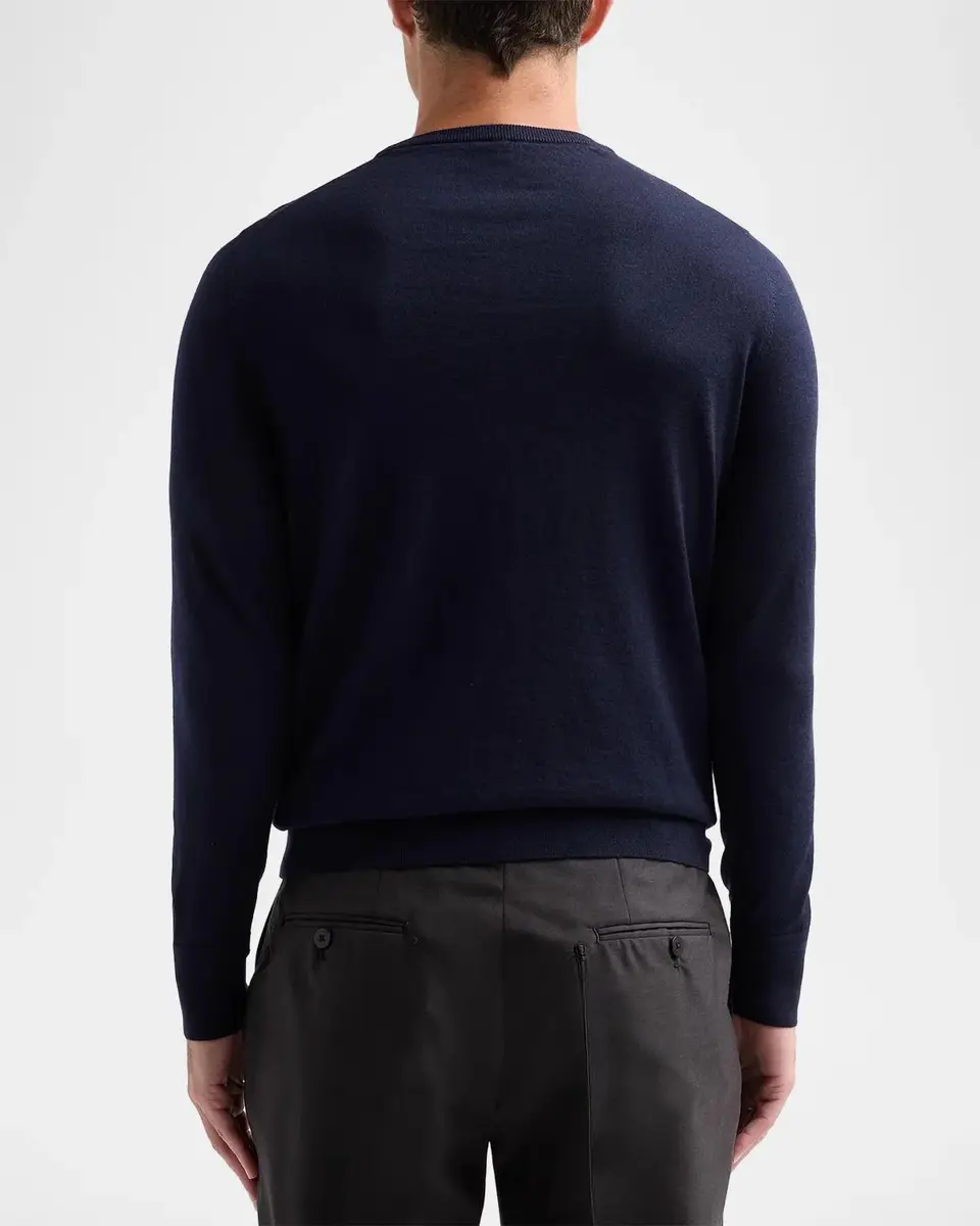Isaia Men's Filo Corallo Wool Knit Crewneck Sweater | Thumbnail 3