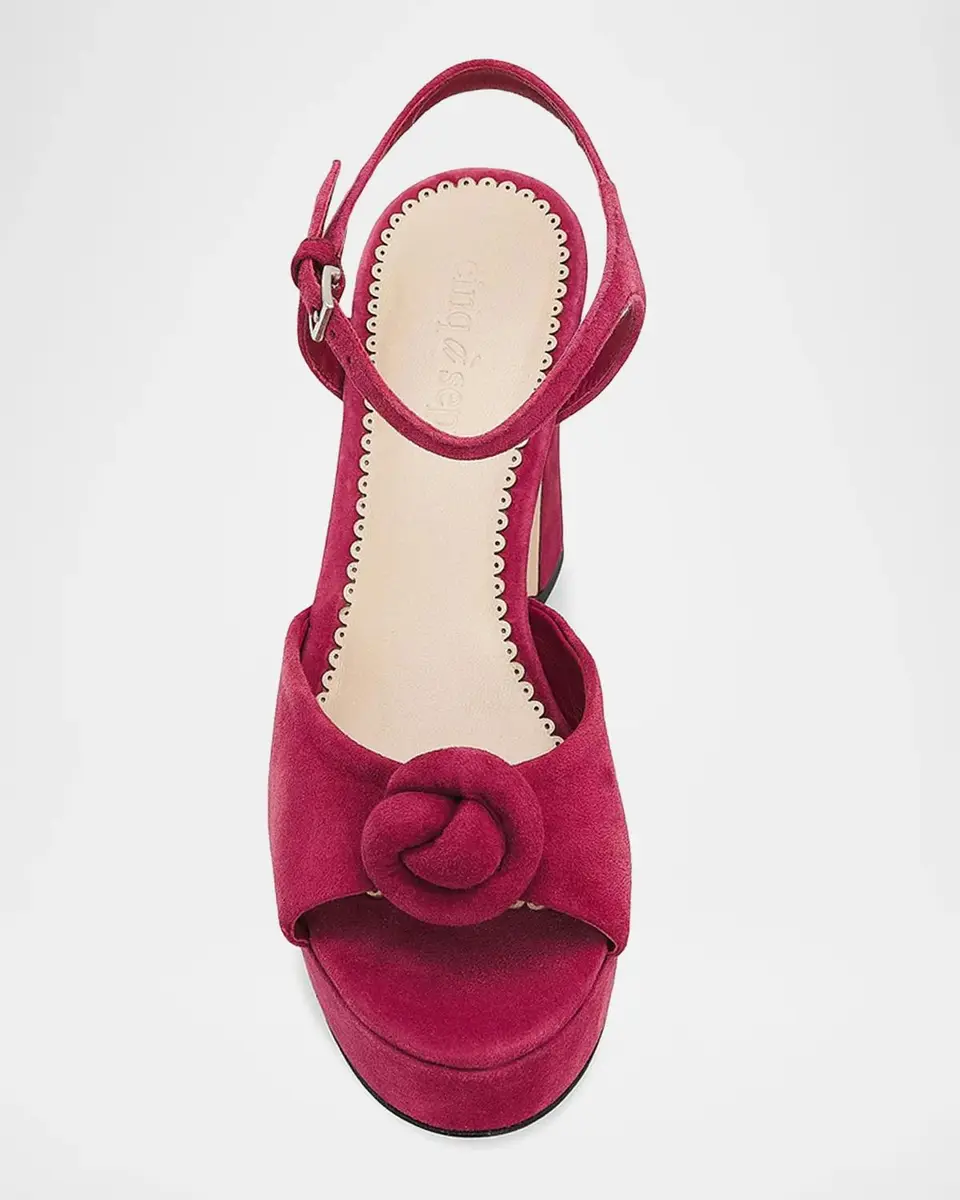 Cinq à Sept Arianna 100MM Knot-Detail Suede Platform Sandals | Thumbnail 4 Cinq à Sept Arianna 100MM Knot-Detail Suede Platform Sandals | Thumbnail 4