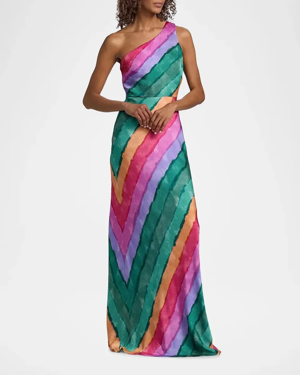 Saloni Justine Floral Silk One-Shoulder Maxi Dress | Thumbnail 4 Saloni Justine Floral Silk One-Shoulder Maxi Dress | Thumbnail 4
