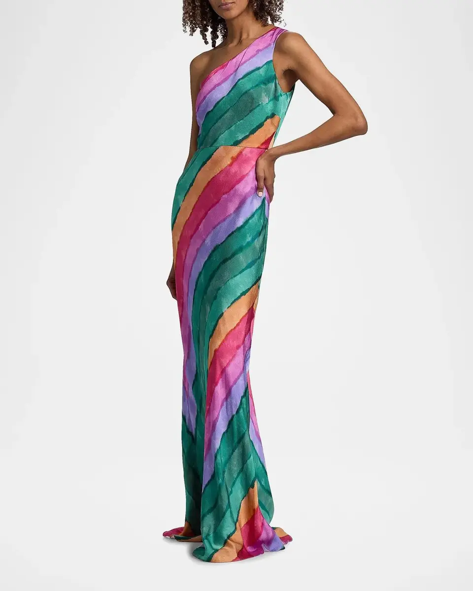 Saloni Justine Floral Silk One-Shoulder Maxi Dress | Thumbnail 7 Saloni Justine Floral Silk One-Shoulder Maxi Dress | Thumbnail 7