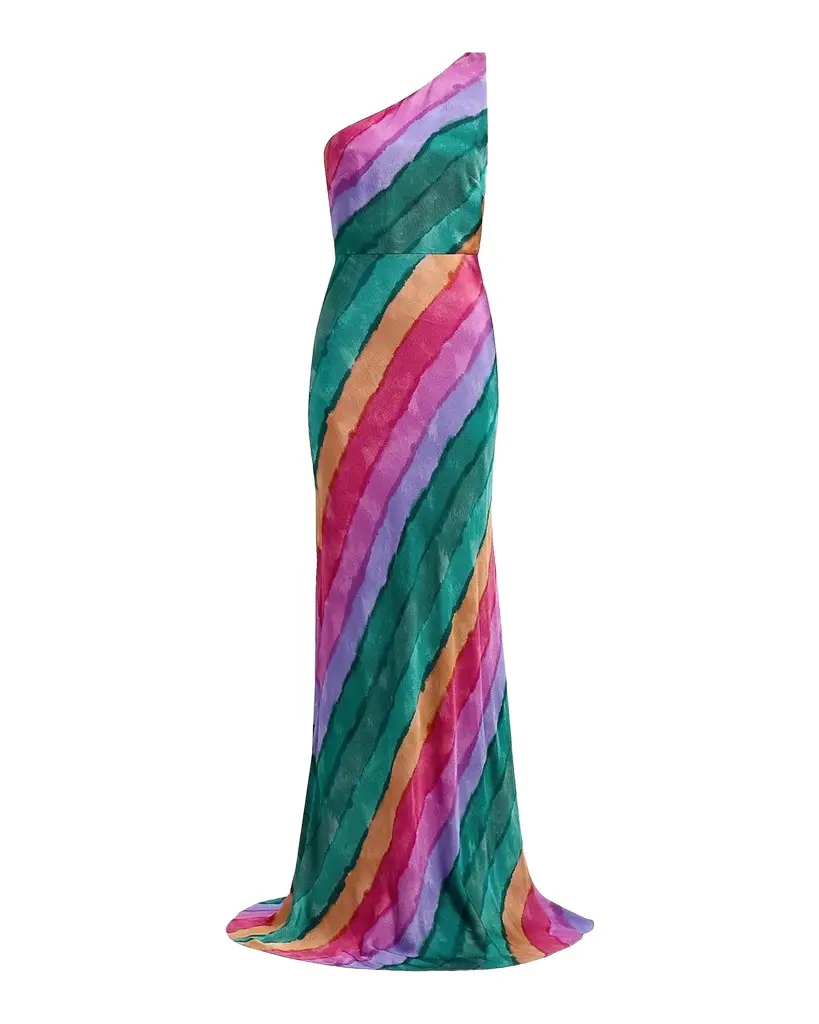 Saloni Justine Floral Silk One-Shoulder Maxi Dress