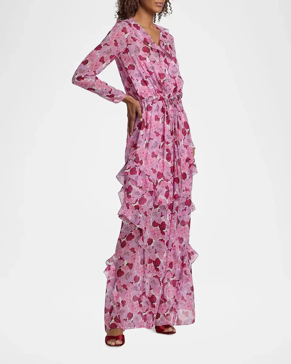 Saloni Izzie Floral Silk-Blend Ruffled Maxi Dress | Thumbnail 7 Saloni Izzie Floral Silk-Blend Ruffled Maxi Dress | Thumbnail 7