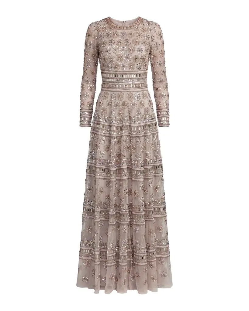 Mac Duggal Bead Embroidered A-Line Gown
