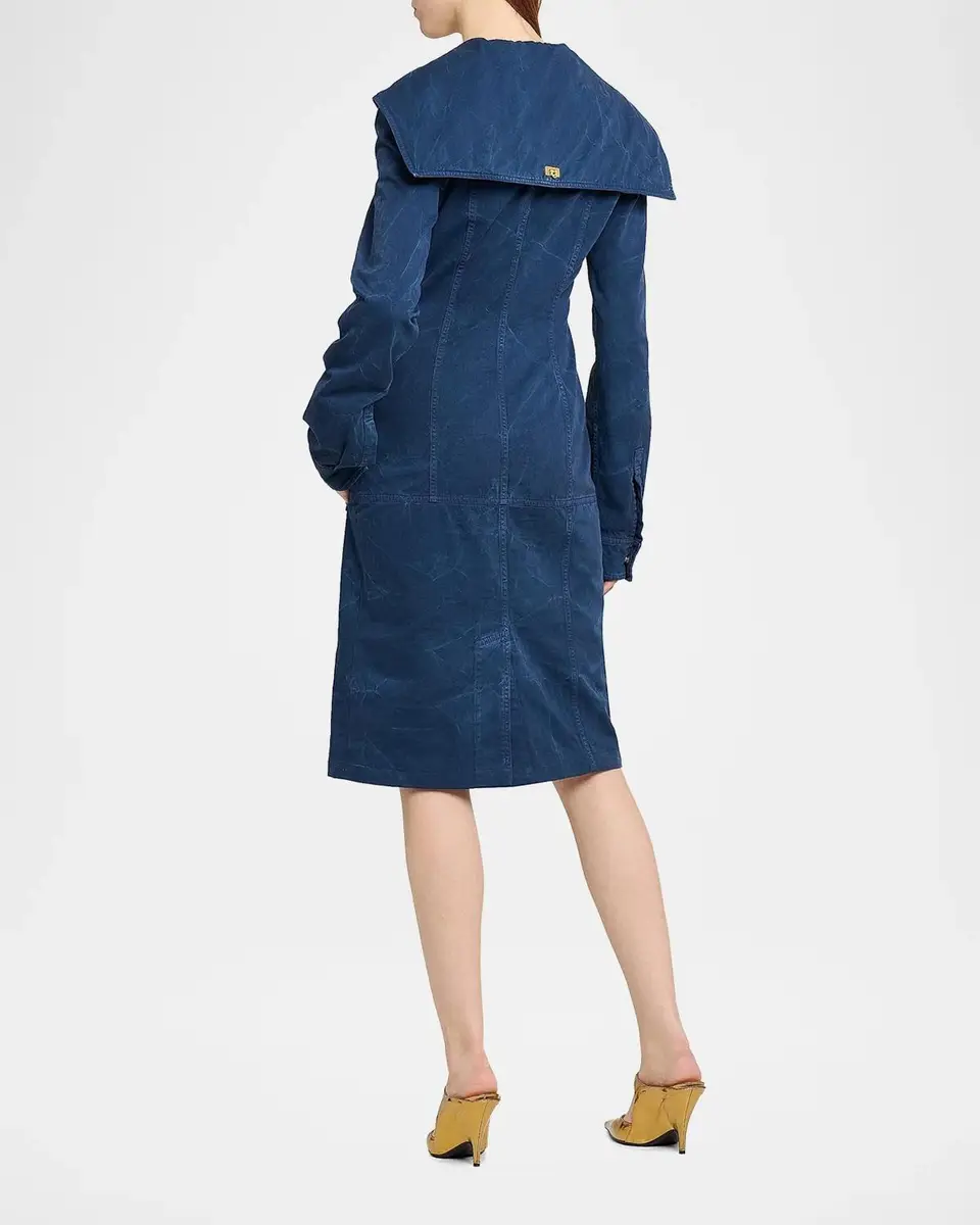 Ferragamo Washed Cotton Gabardine Midi Dress | Thumbnail 3 Ferragamo Washed Cotton Gabardine Midi Dress | Thumbnail 3