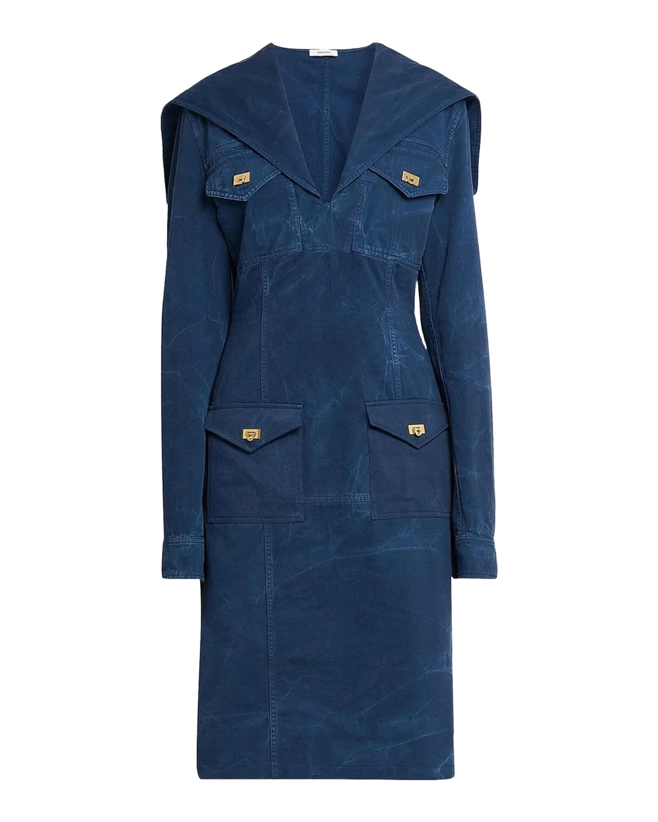 Ferragamo Washed Cotton Gabardine Midi Dress