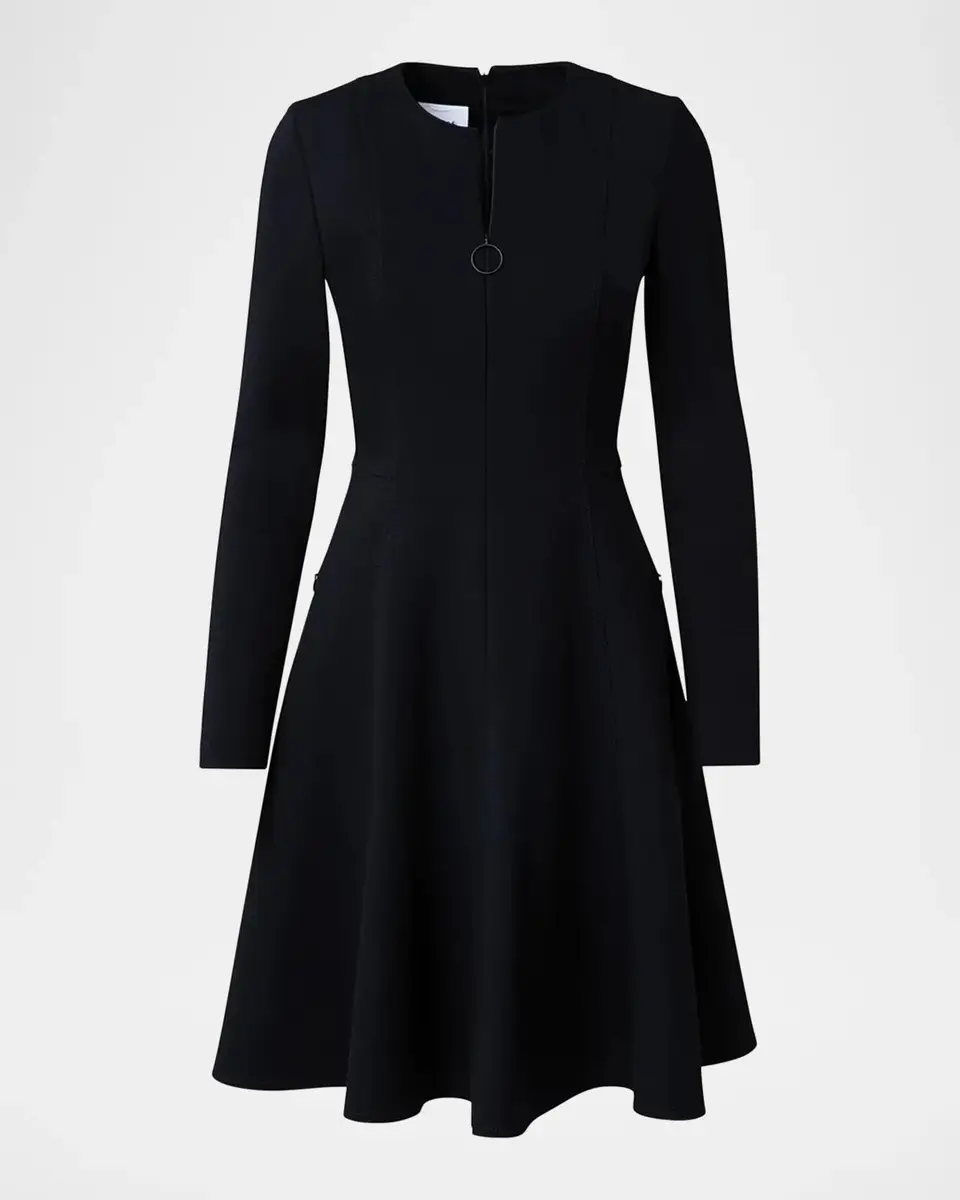 Akris punto Long-Sleeve Cotton Jersey Zip Front Mini Day Dress | Thumbnail 6 Akris punto Long-Sleeve Cotton Jersey Zip Front Mini Day Dress | Thumbnail 6