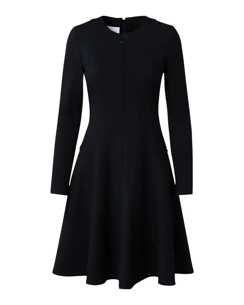 Akris punto Long-Sleeve Cotton Jersey Zip Front Mini Day Dress