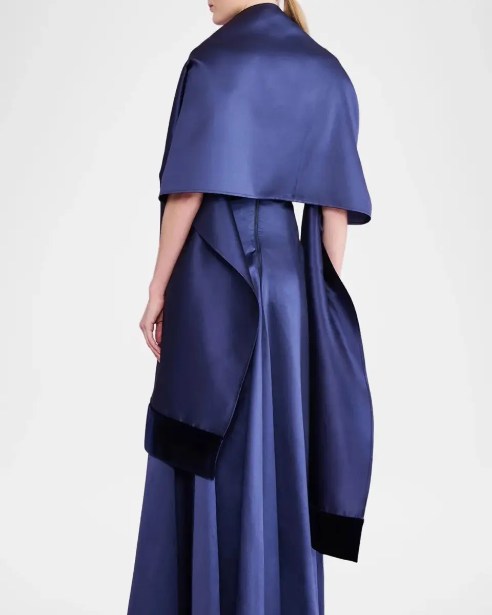 Talbot Runhof Velvet-Trim Satin Stole | Thumbnail 3