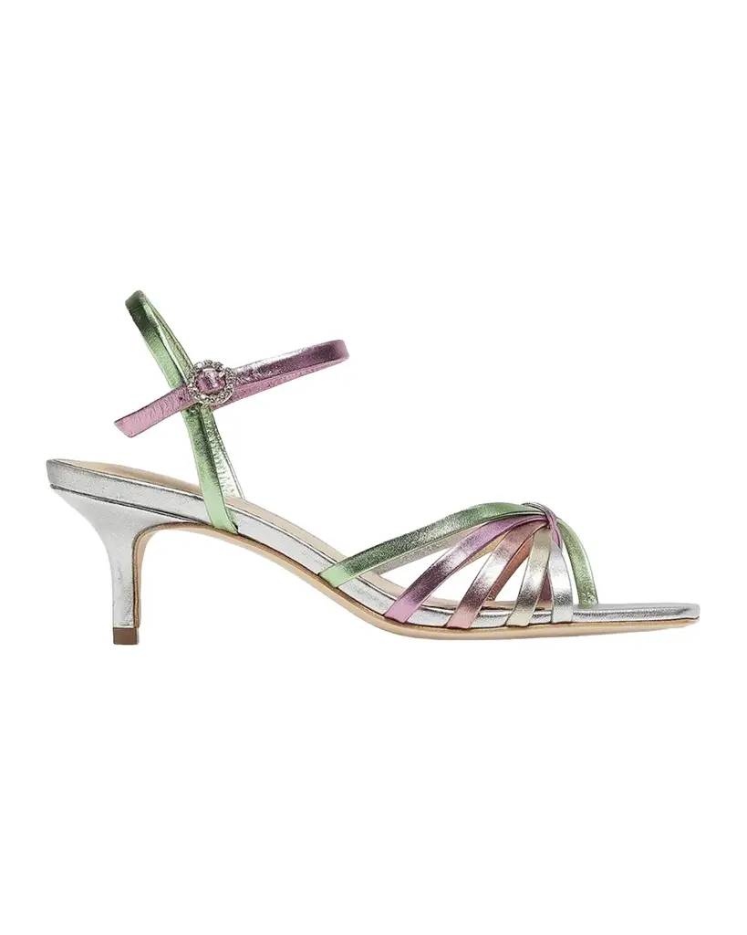 Cinq à Sept Malia Strappy Leather Kitten-Heel Sandals