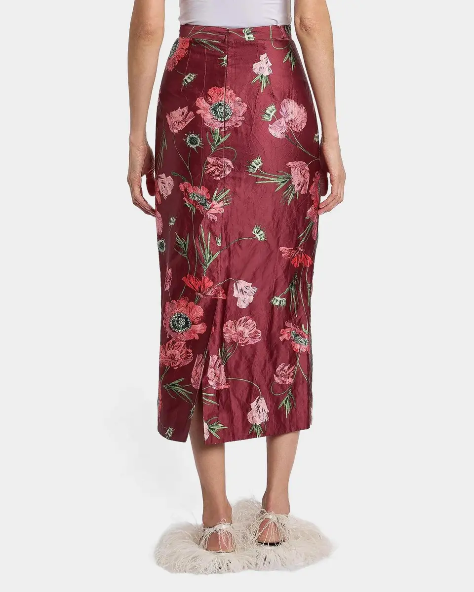 Erdem Floral Satin Midi Skirt | Thumbnail 3 Erdem Floral Satin Midi Skirt | Thumbnail 3