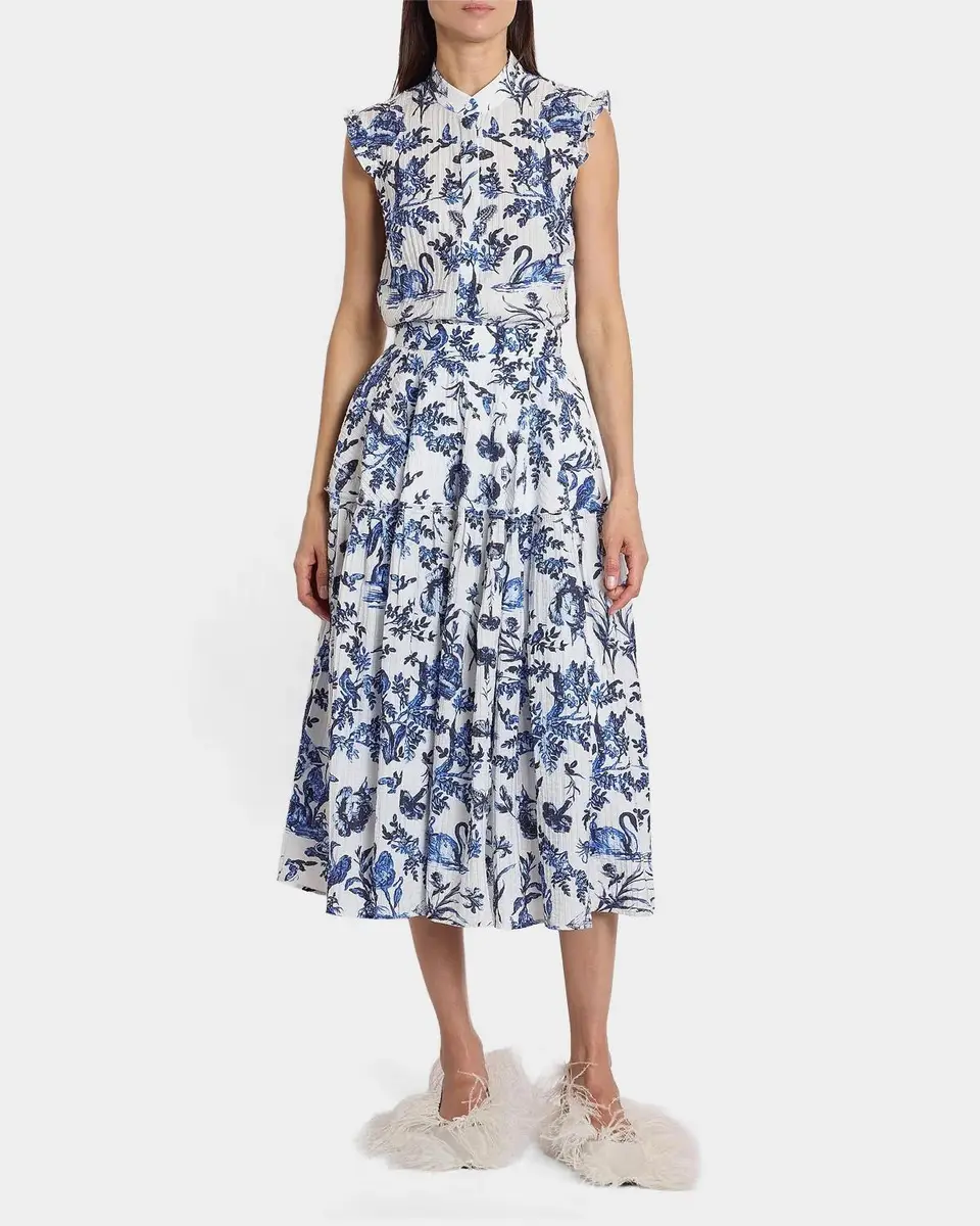 Erdem Printed Crinkled Midi Skirt | Thumbnail 2 Erdem Printed Crinkled Midi Skirt | Thumbnail 2