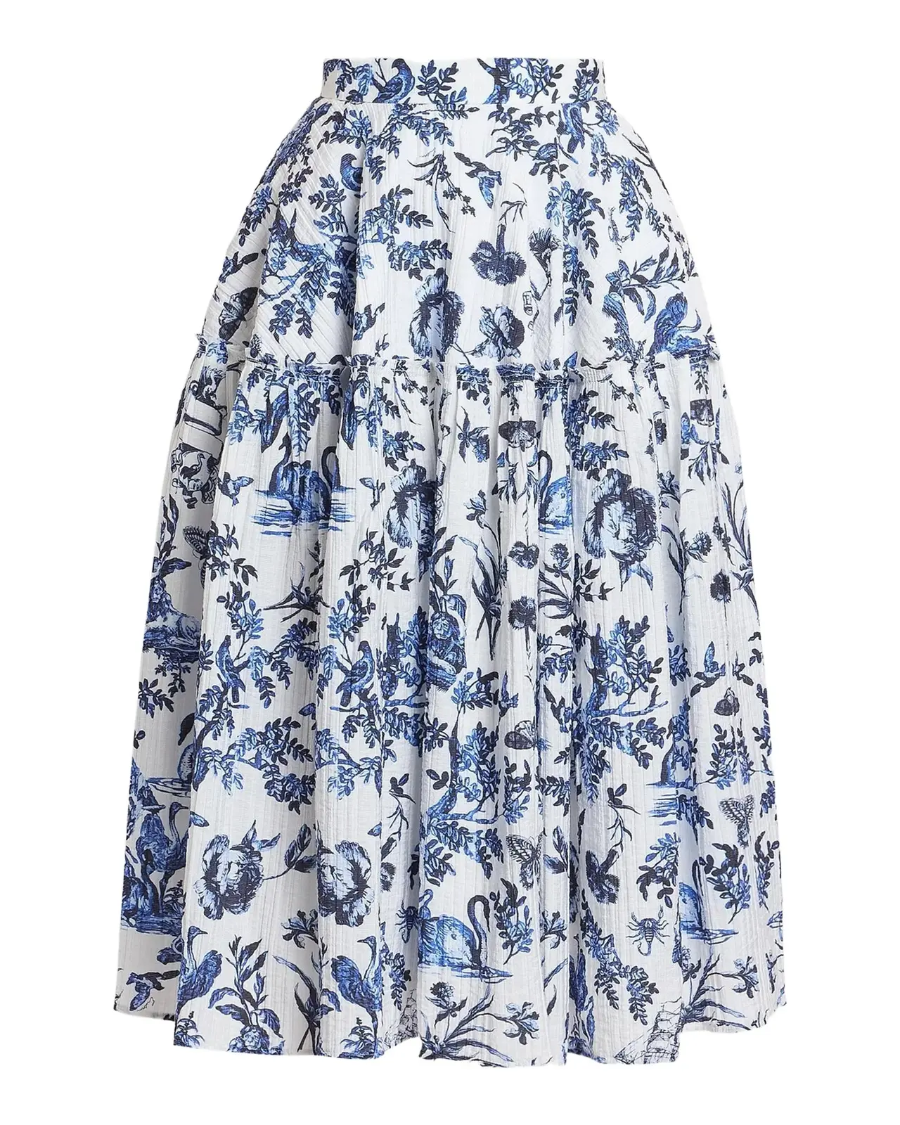 Erdem Printed Crinkled Midi Skirt