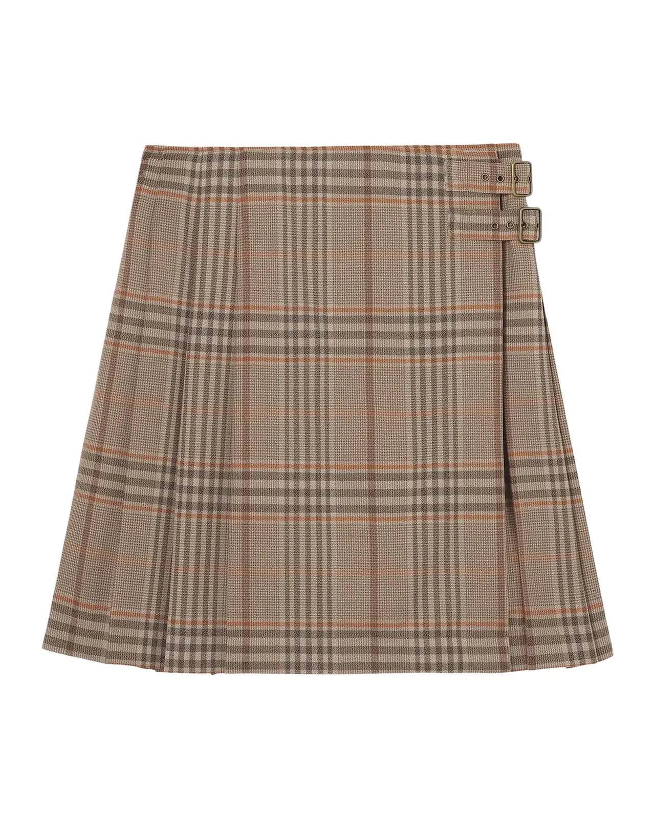 Burberry Odessa Check Wool Mini Skirt