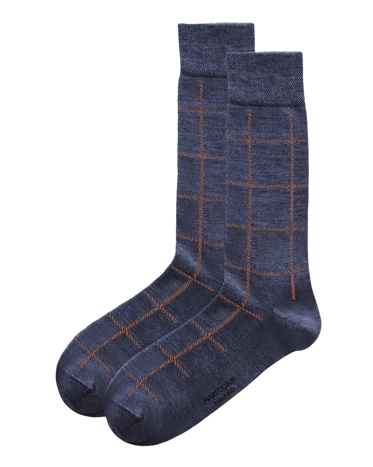 Marcoliani Men's Windowpane Crew Socks