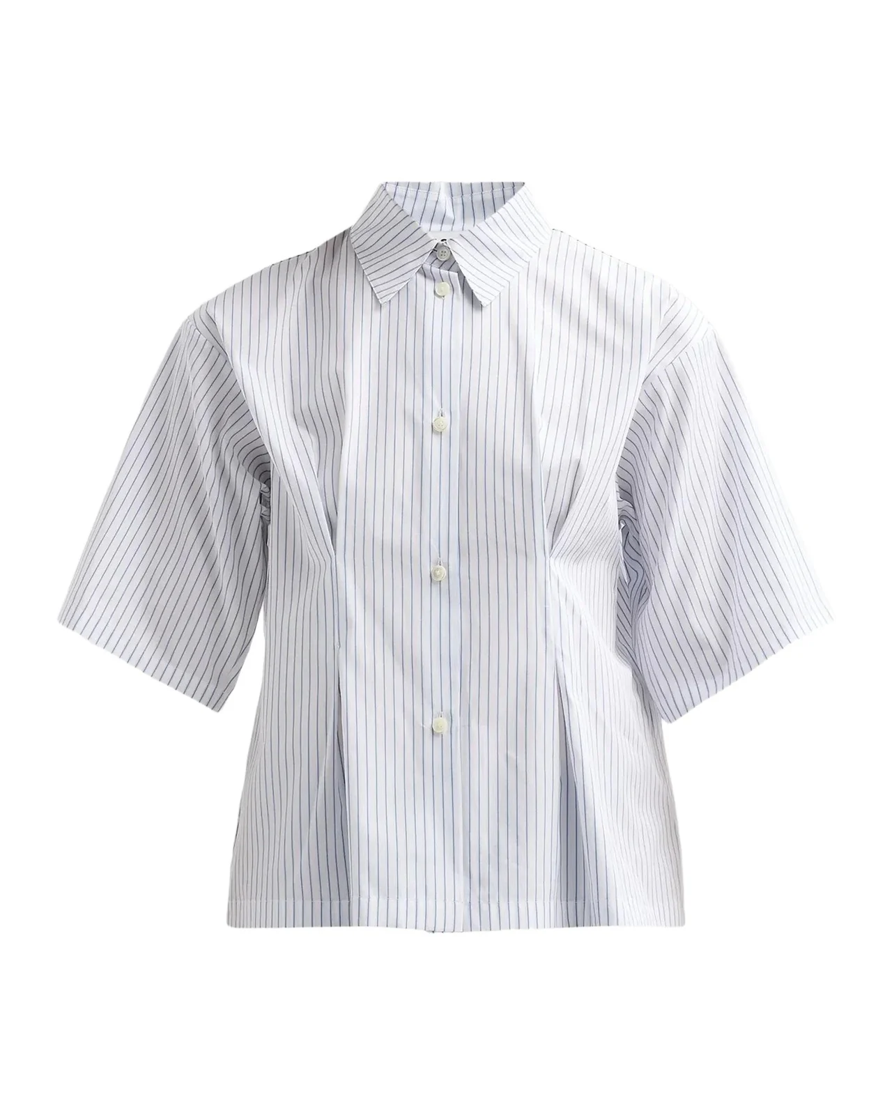 Jil Sander Pinstriped Pleated Short-Sleeve Shirt