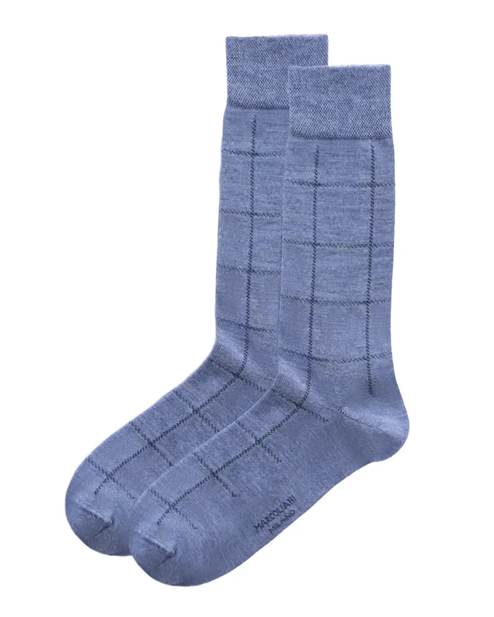 Marcoliani Men's Windowpane Crew Socks | Thumbnail 2