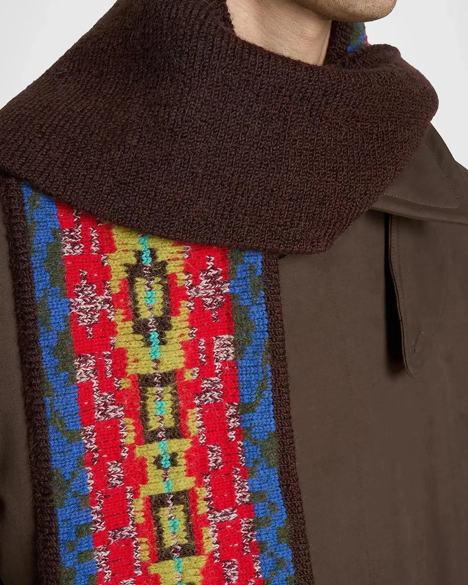 Dries Van Noten Men's Wool Fair Isle Fringe Scarf | Thumbnail 2