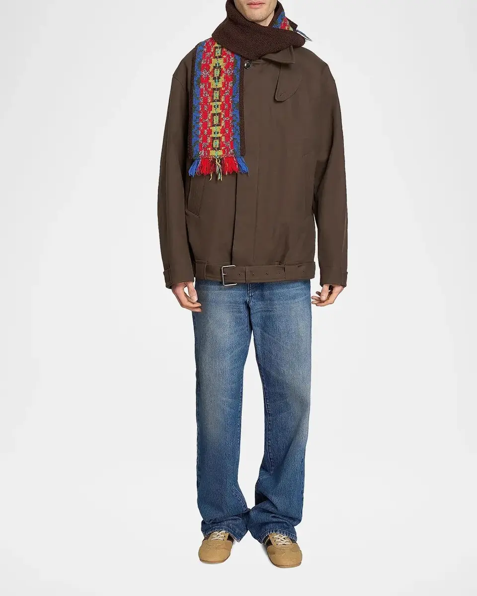 Dries Van Noten Men's Wool Fair Isle Fringe Scarf | Thumbnail 3