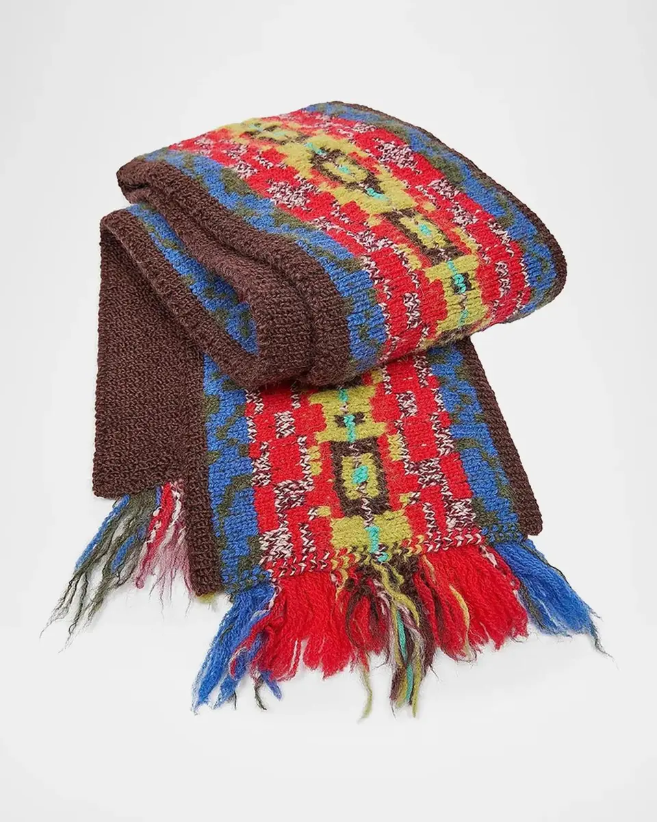 Dries Van Noten Men's Wool Fair Isle Fringe Scarf | Thumbnail 4