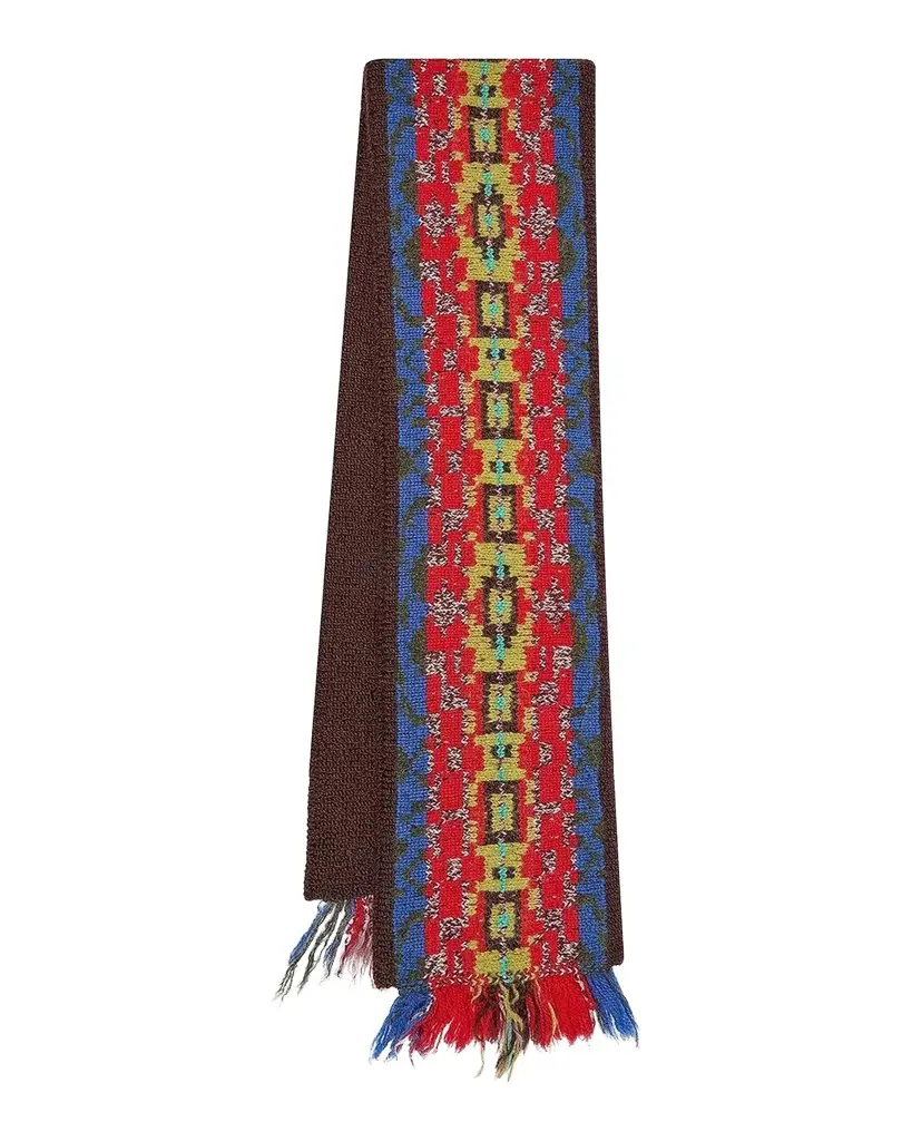 Dries Van Noten Men's Wool Fair Isle Fringe Scarf