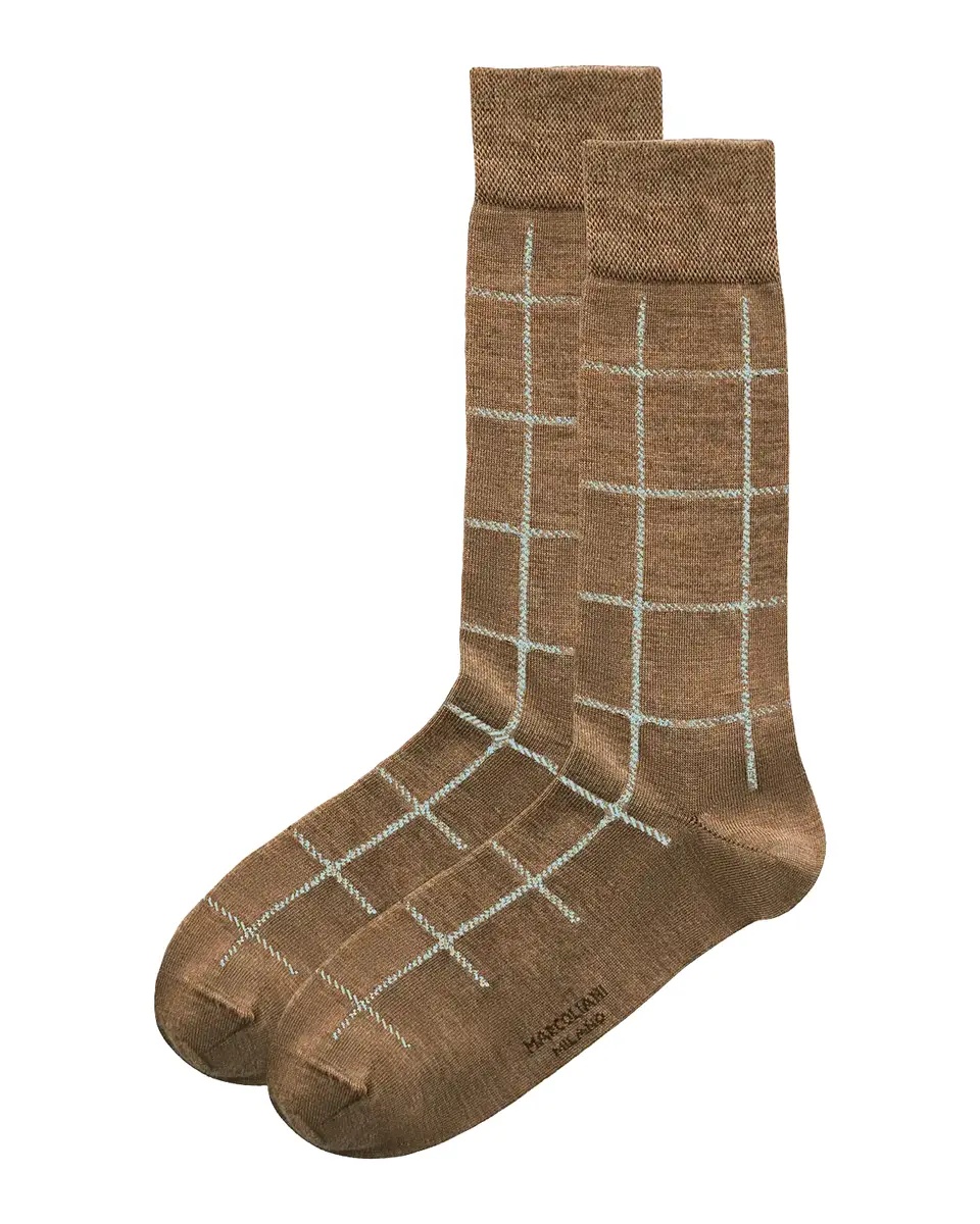 Marcoliani Men's Windowpane Crew Socks | Thumbnail 2