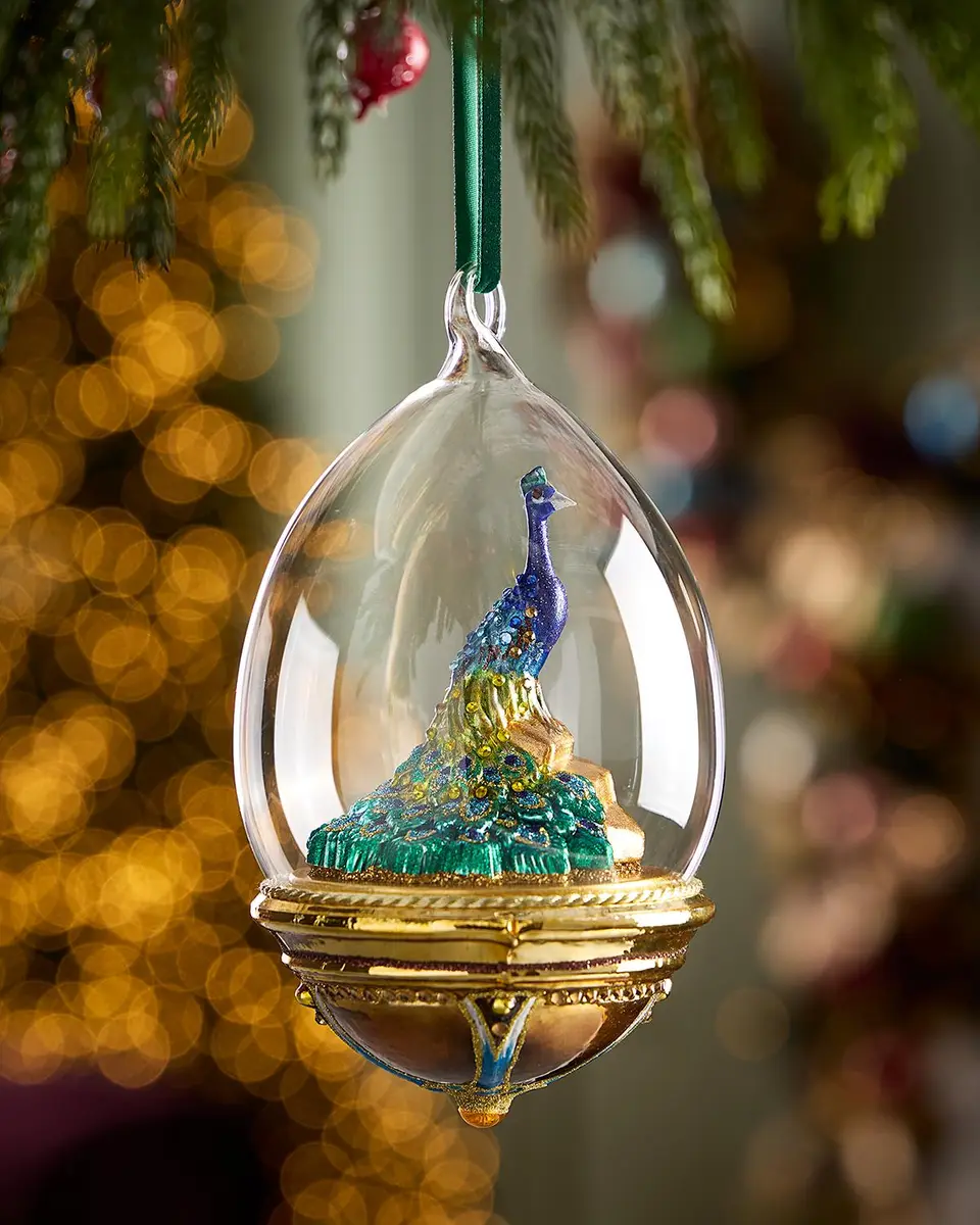 Komozja Peacock Globe Christmas Ornament with Stand | Thumbnail 2