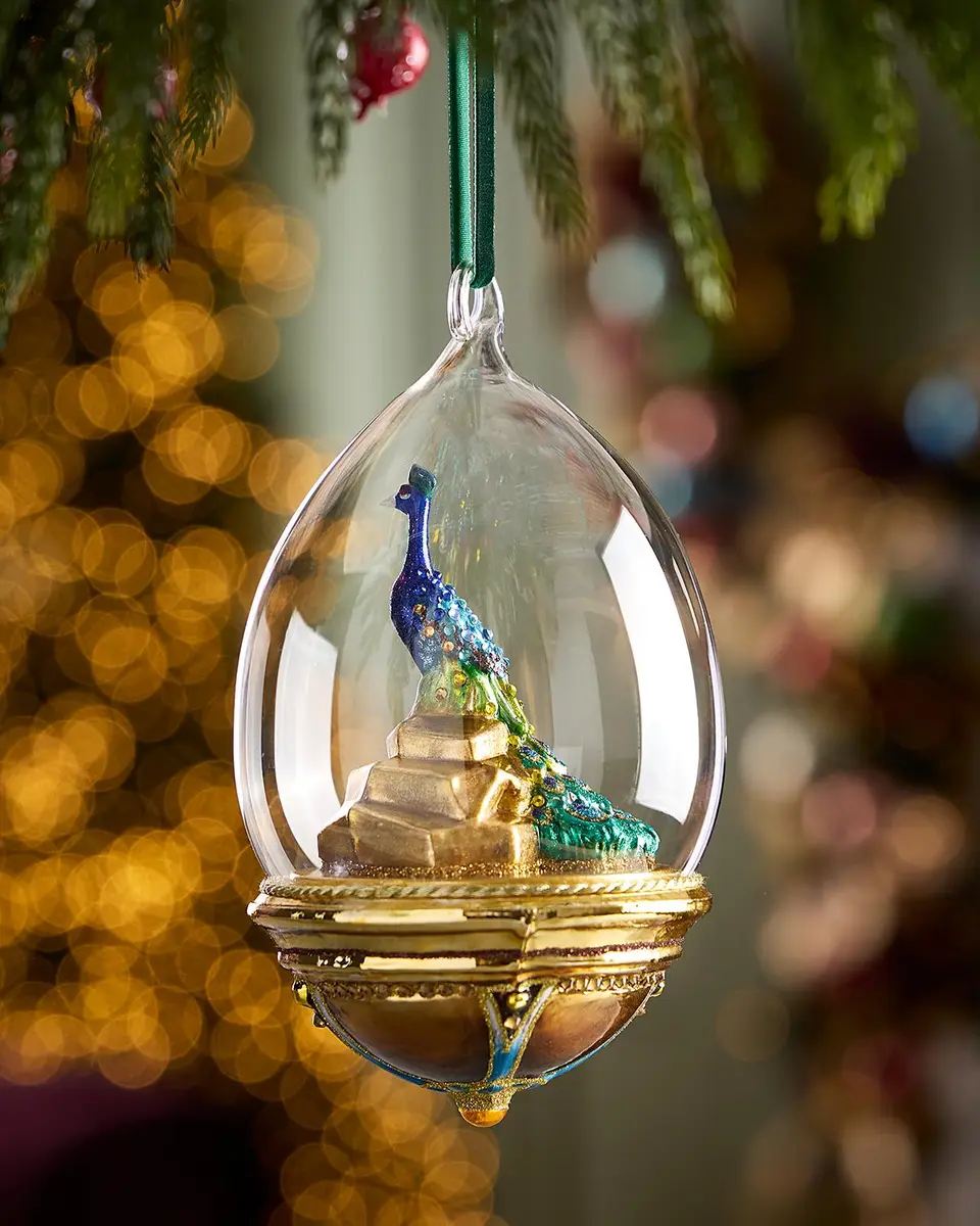 Komozja Peacock Globe Christmas Ornament with Stand | Thumbnail 3
