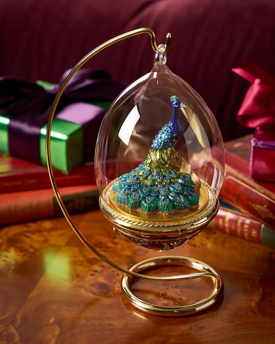 Komozja Peacock Globe Christmas Ornament with Stand