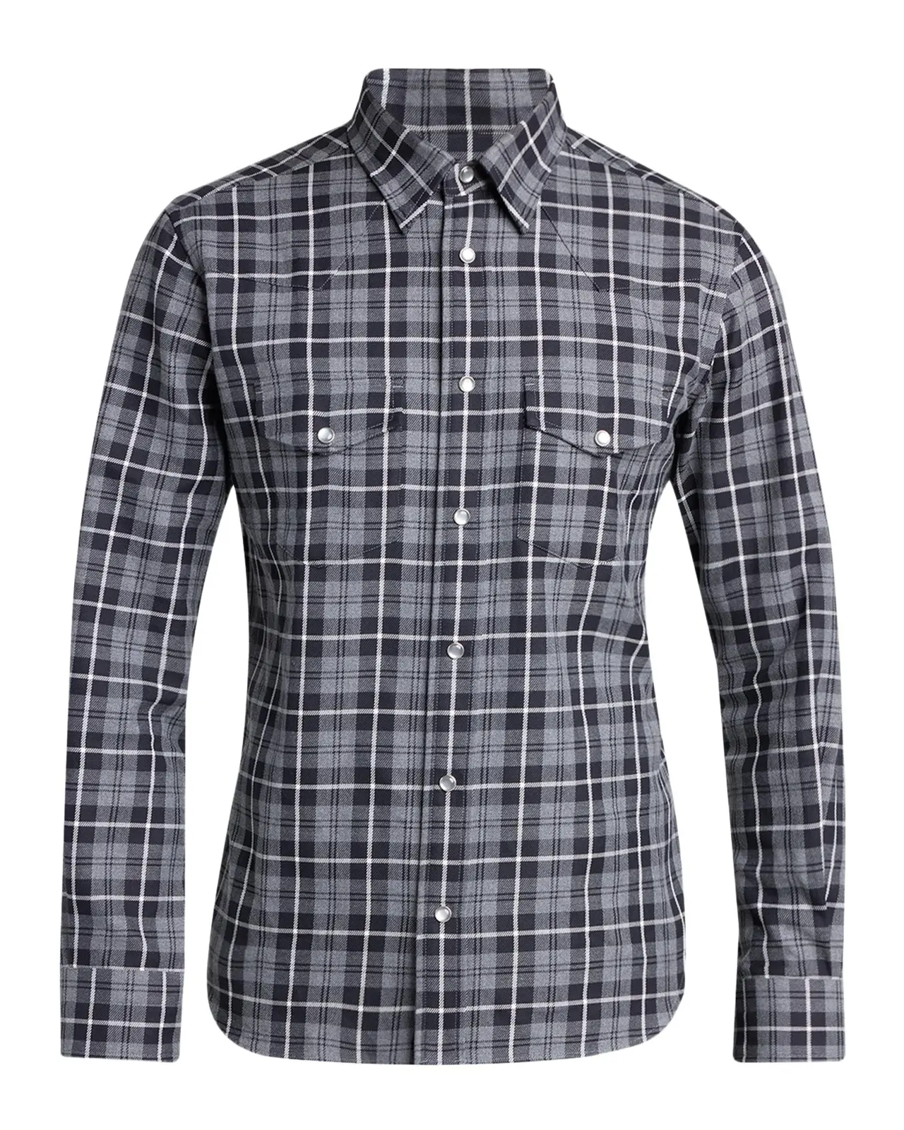 Tom Ford Men's Cotton and Cashmere Check Snap-Front Western Shirt