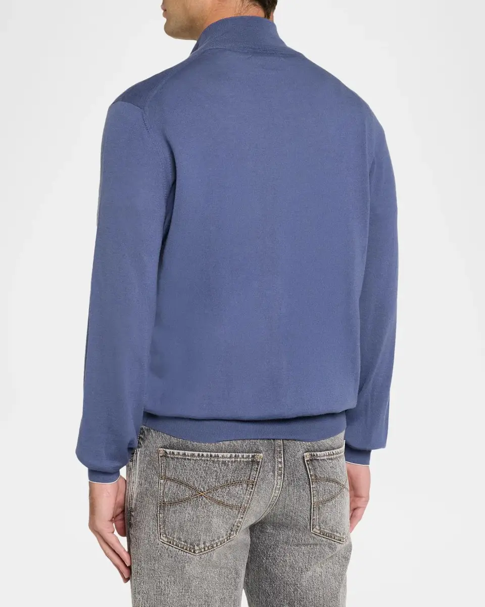 Brunello Cucinelli Men's Cashmere Fine-Gauge Quarter-Zip Sweater | Thumbnail 3 Brunello Cucinelli Men's Cashmere Fine-Gauge Quarter-Zip Sweater | Thumbnail 3